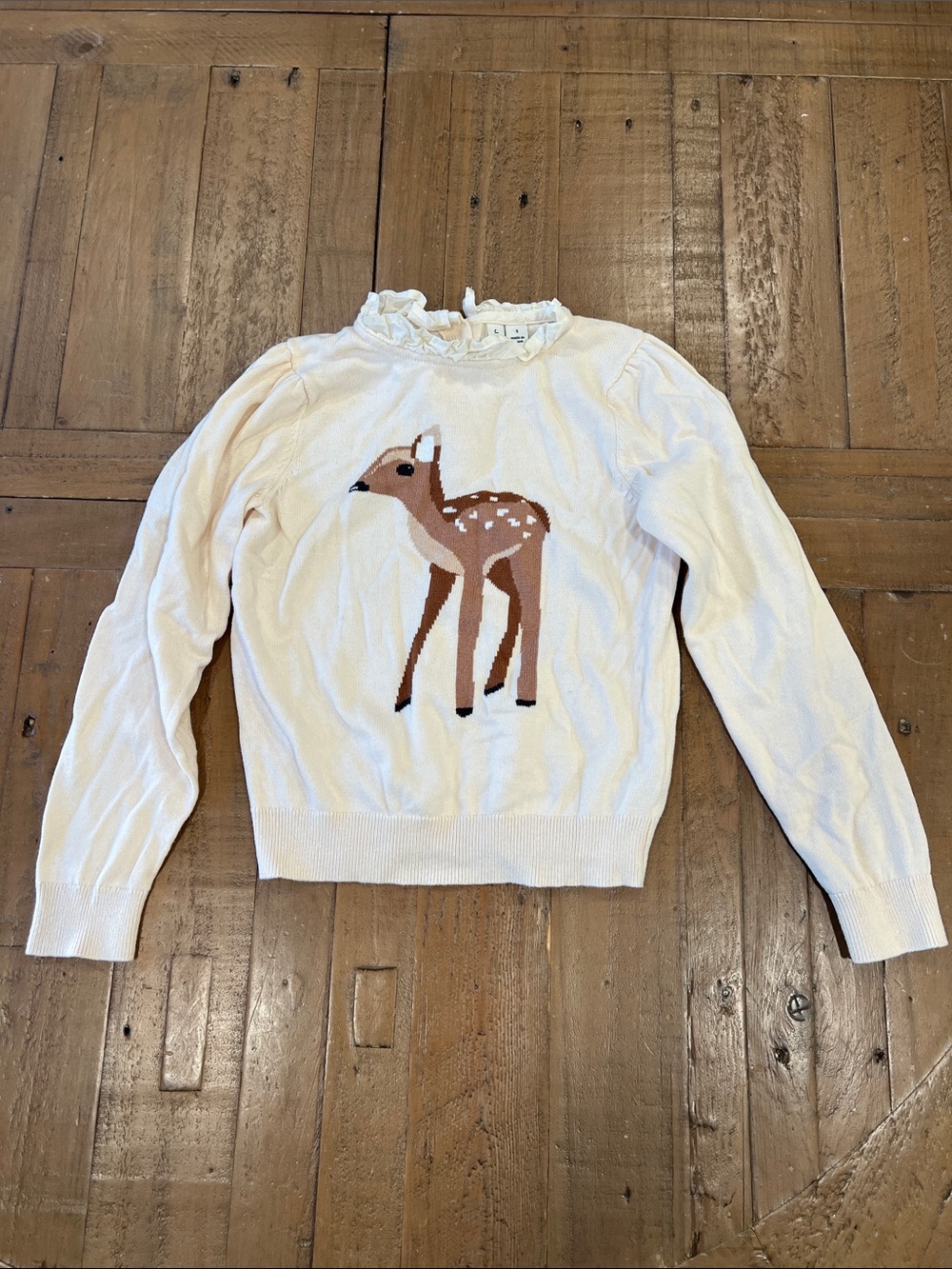 Janie and jack deer intarsia ruffle collar sweater 5 years